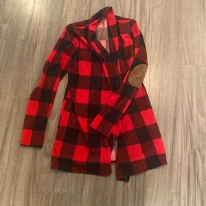 Buffalo plaid open cardigan